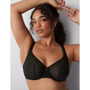 Cacique black unlined mesh T-shirt bra NEW 42G